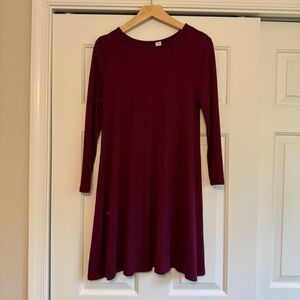 Old Navy Women’s Soft Elegant Burgundy Long Sleeve Dress Fit and Flare SP
